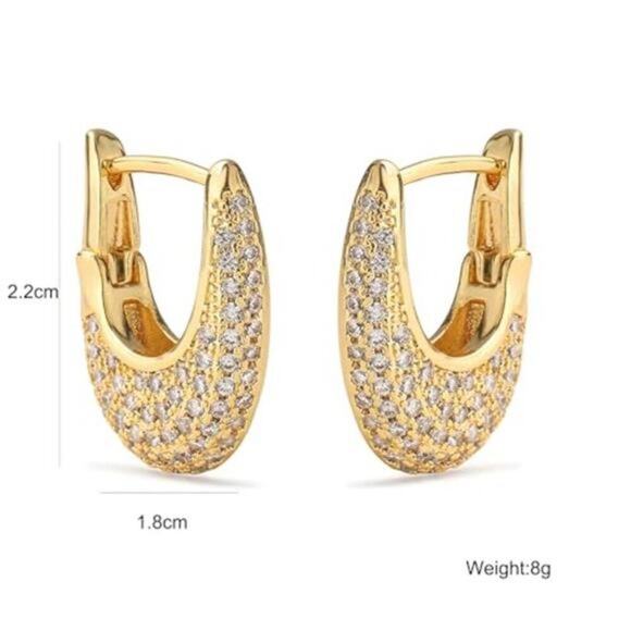 Minimalist Geometric Hoop Earrings | 925 Sterling Silver 18K  18K Gold Plated CZ Geometric Hoop Earrings Minimalist Luxury Modern Design Gift